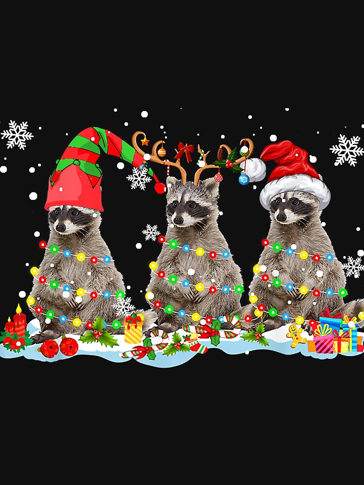 Three Santa Reindeer Raccoon by karatedo240522 T-Shirts, Hoodie, Sweatshirt | BlankRebels.com (Image 3)
