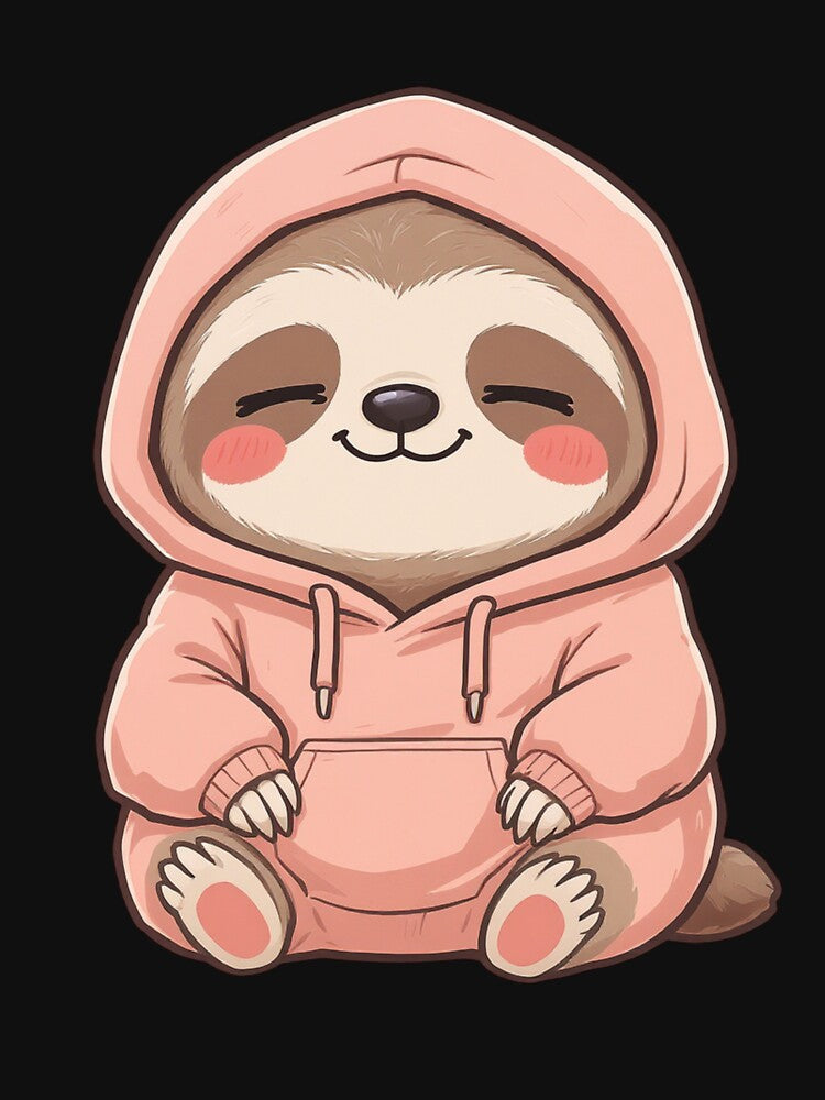 Chill Kawaii Sloth in Hoodie | Funny Lazy Chibi Sloth Cartoon by ColorSplash123 T-Shirts, Sweatshirt (Image 3)