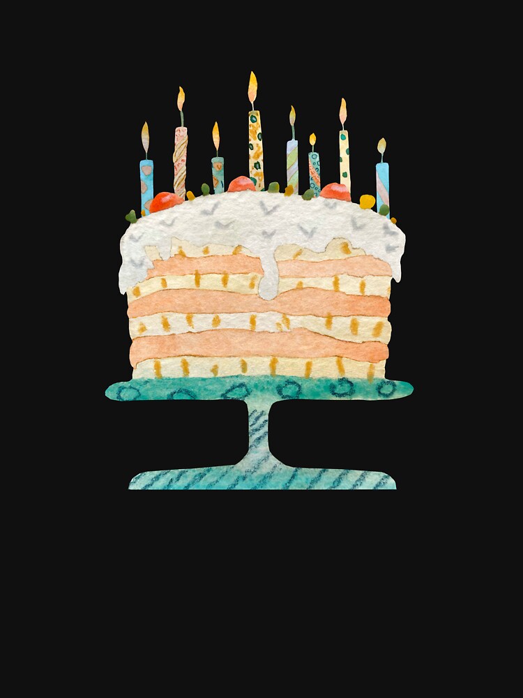 Cake Sweet Food Candle Happy Watercolor Green Yana Mustafina Boho Soulful T-Shirts, Hoodie, Sweatshirt