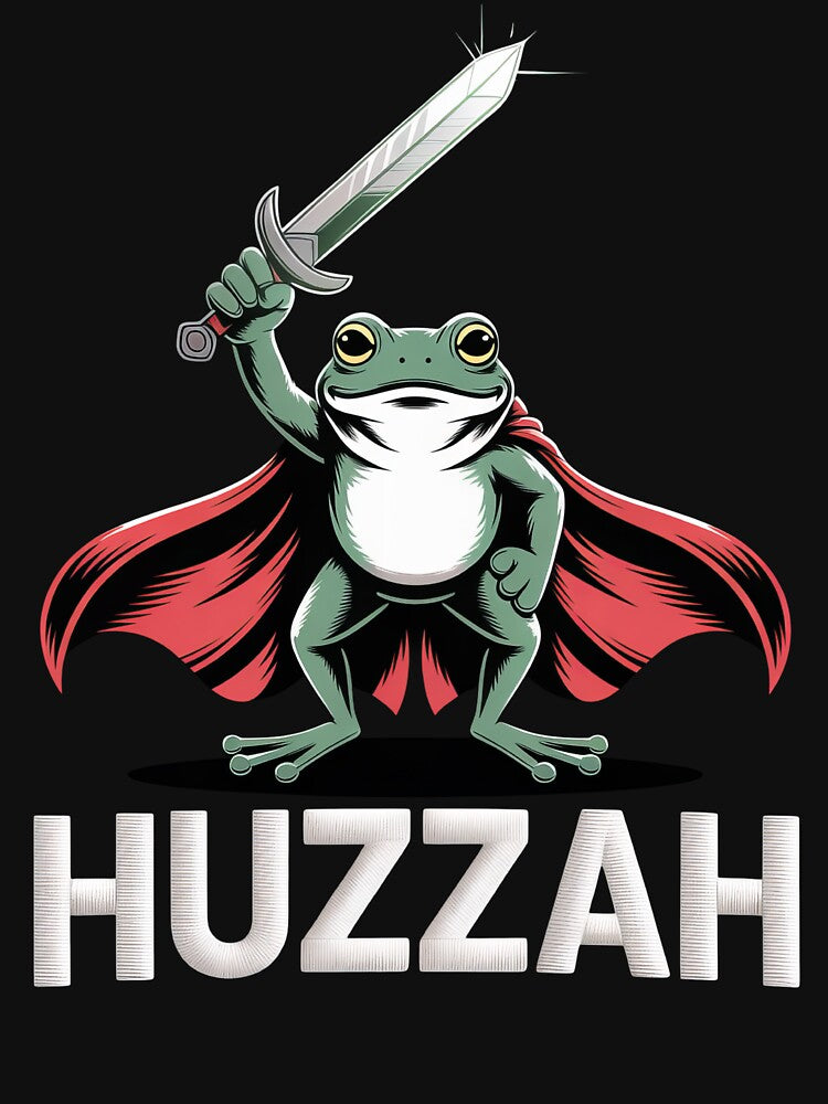 Huzzah Frog Knight Funny Sword Meme Quote T-Shirts, Hoodie, Sweatshirt