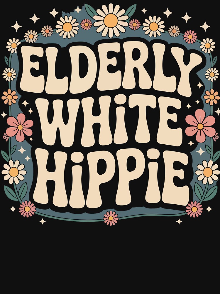 Retro Hippie Elder Vintage Design Elderly White Hippie by Oualid Art T-Shirts, Hoodie, Sweatshirt | BlankRebels.com (Image 3)