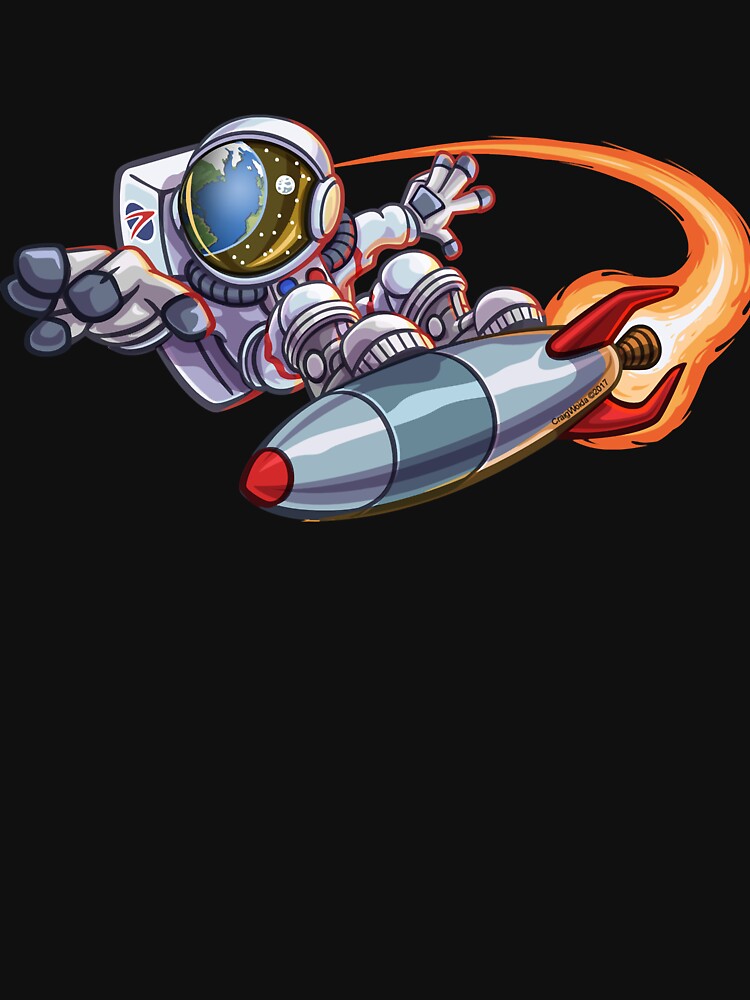 Astronaut Surfing With Rocket by skeierleber4327 T-Shirts, Hoodie, Sweatshirt | BlankRebels.com (Image 3)