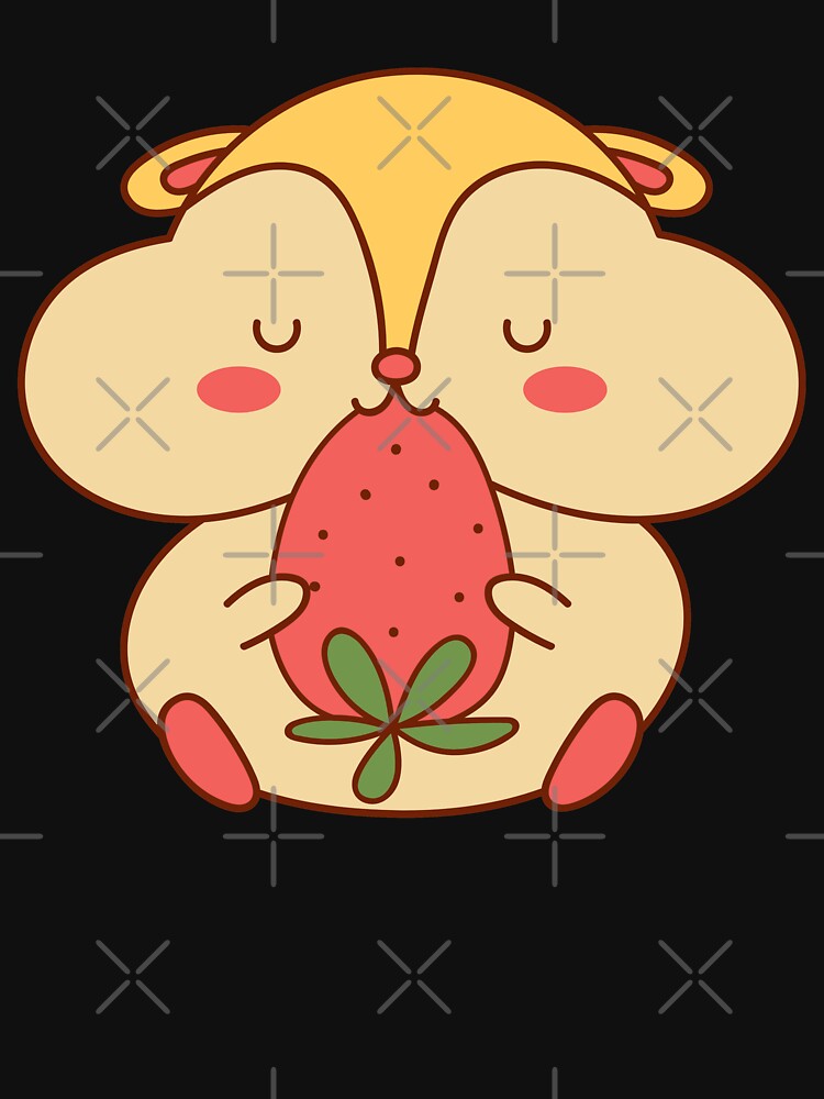 Kawaii Hamster Eating Strawberry Classic Sticker T-Shirts, Hoodie, Sweatshirt