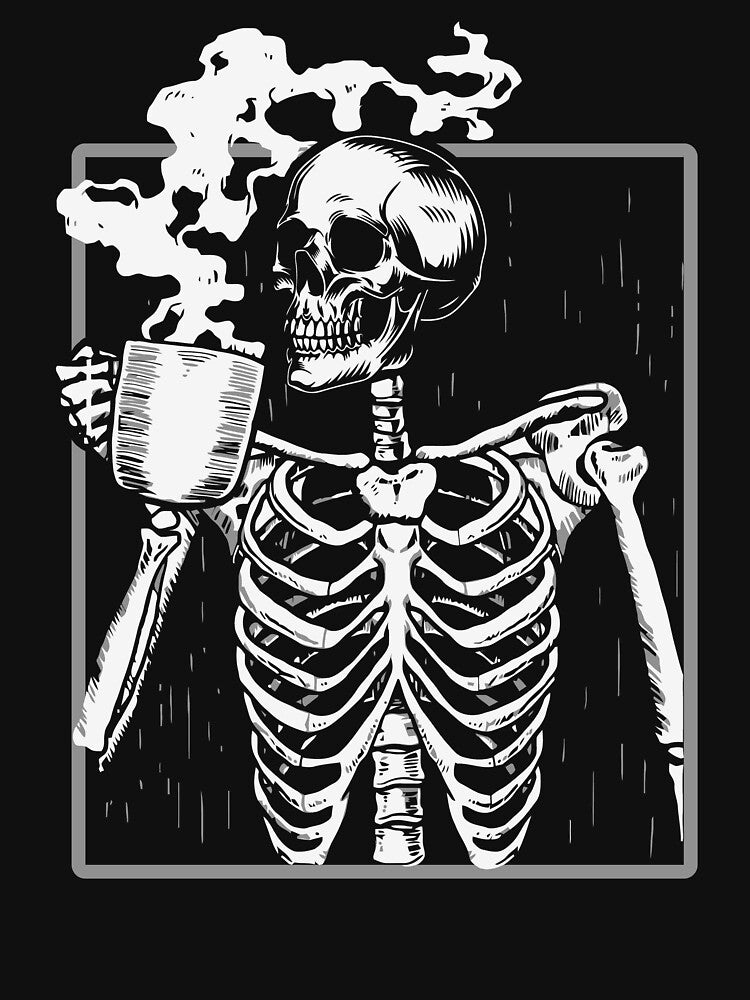 Skeleton Skull Drinking Coffee Funny Halloween by Teapot-art T-Shirts, Hoodie, Sweatshirt | BlankRebels.com (Image 3)