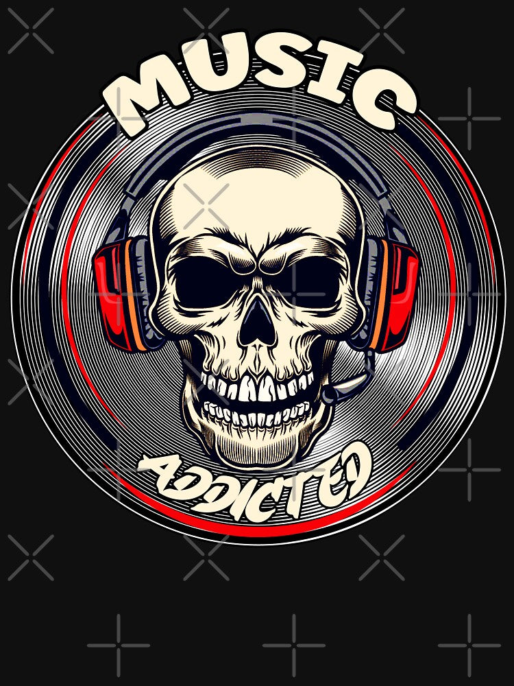 Skull addicted to music by Artbellachi T-Shirts, Hoodie, Sweatshirt | BlankRebels.com (Image 3)