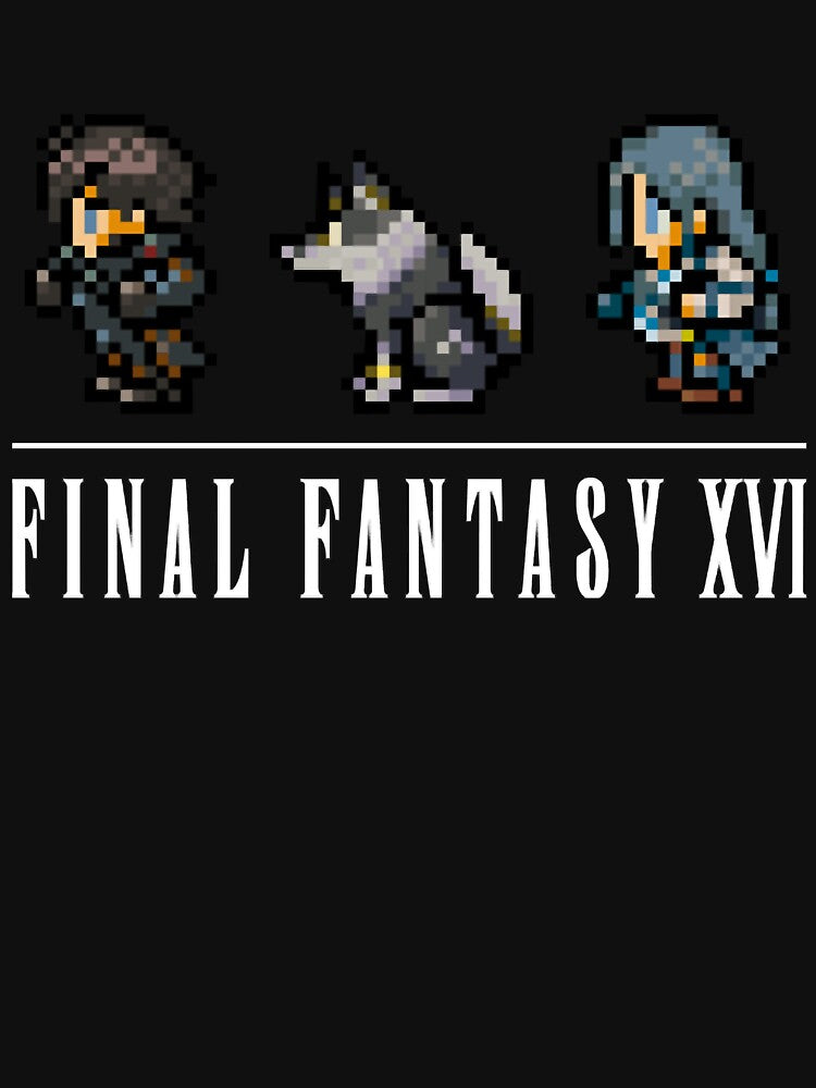 Clive, Torgal, and Jill Logo Design FFXVI Pixel Party Members Final Fantasy 16 by EusebiaMathe T-Shirts,... (Image 3)