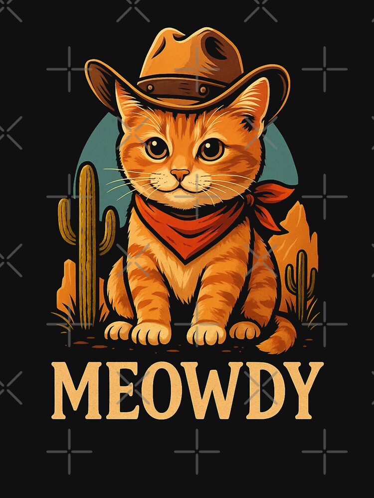 Meowdy Tabby Cat with Hat and Bandana Desert Style by Animal Hug Co. T-Shirts, Hoodie, Sweatshirt | BlankRebels.com (Image 3)