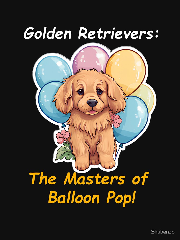 Golden Retriever Puppy with Balloon playing by Shubenzo T-Shirts, Hoodie, Sweatshirt | BlankRebels.com (Image 3)
