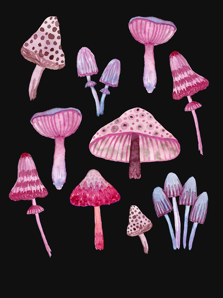Purple Cottagecore Mushrooms and Strawberry Funny E-girl Cute Mushroom Aesthetic by RainbowPandas T-Shirts,... (Image 3)