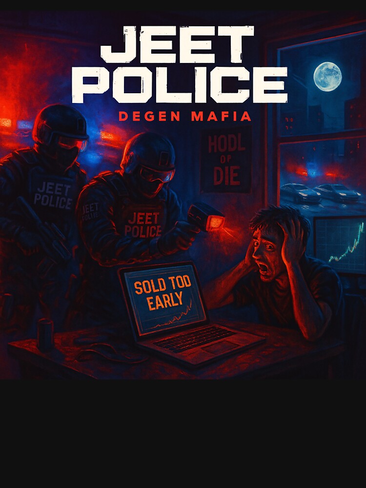 JEET POLICE – Degen Mafia Crypto Panic Art by Bored Elon T-Shirts, Hoodie, Sweatshirt | BlankRebels.com (Image 3)