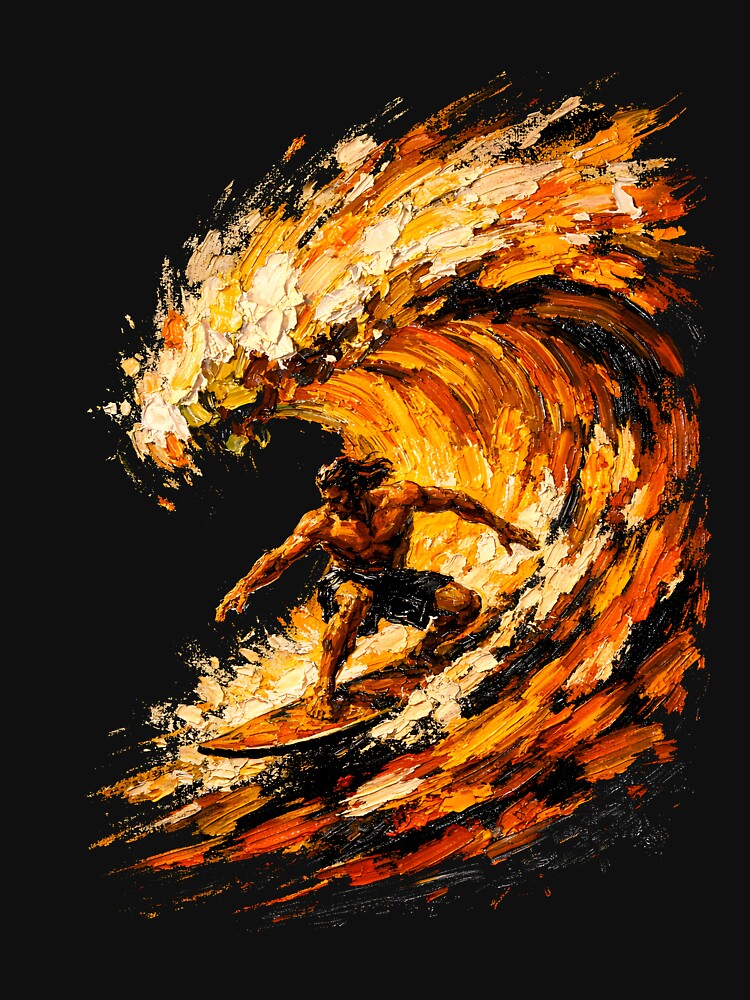 Golden Barrel: Impasto Fire Wave Surfer T-Shirts, Hoodie, Sweatshirt