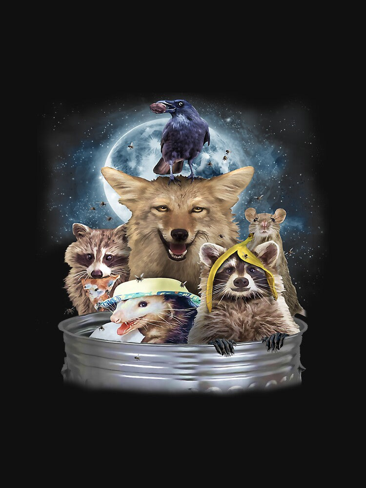 Trash Animals Howling Moon Shirt Funny Team Trash T-Shirts, Hoodie, Sweatshirt