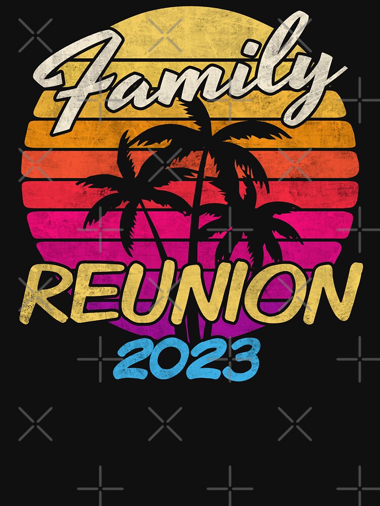 Family Reunion 2023 Matching family Vacation Retro Sunset Palm Trees by alenaz T-Shirts, Hoodie, Sweatshirt (Image 3)