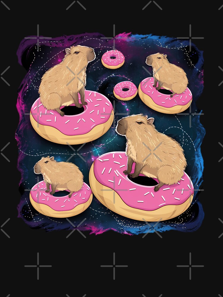 Realistic Capybara Riding Donut, Galaxy Capybaras by Damcoc