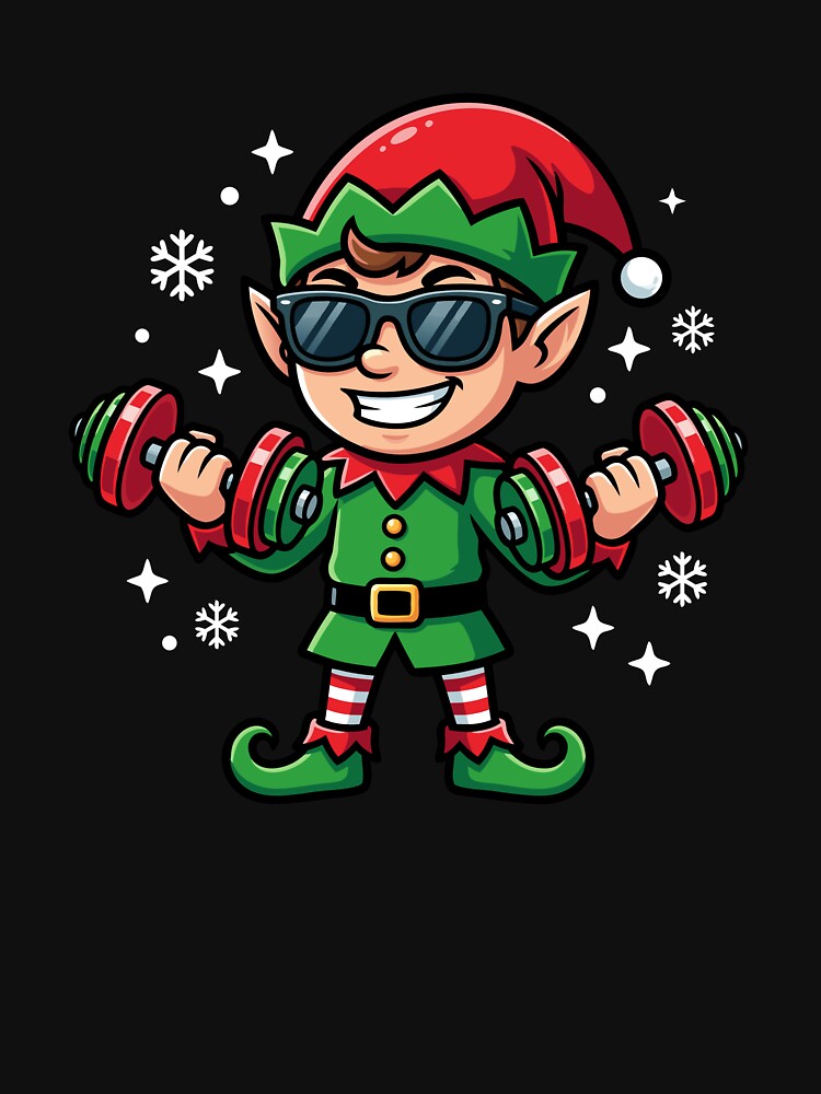 Christmas Elf Weightlifter Gym Men's Funny Workout Gear by DynamicDesign T-Shirts, Hoodie, Sweatshirt (Image 3)