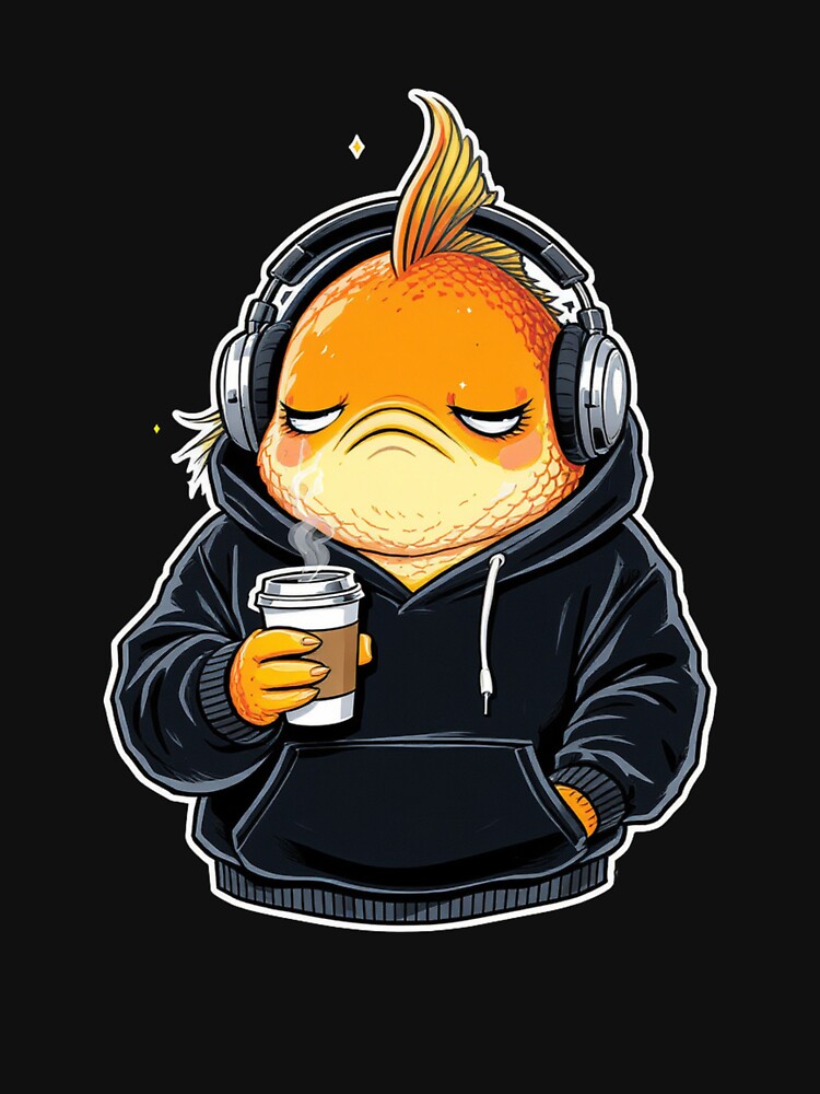 Goldfish Coffee Lover – Sleepy Hoodie Cartoon by ColorSplash123 T-Shirts, Sweatshirt | BlankRebels.com (Image 3)