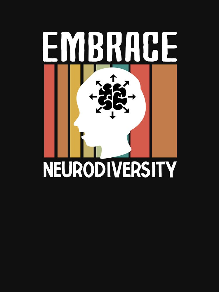 Embrace Neurodiversity Vintage Brain Design – Retro Sunset ADHD & Autism Pride Art by Suzy Perez Art T-Shirts,... (Image 3)