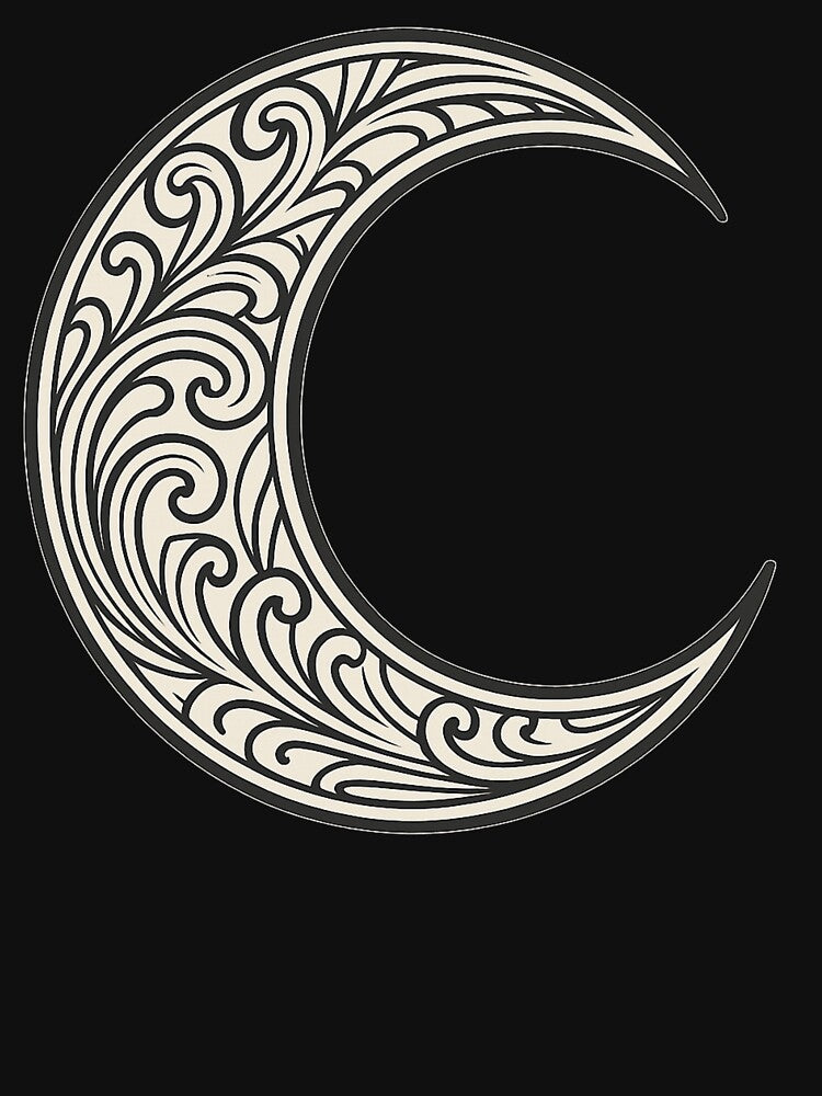 Ornate Crescent Moon – Mystic Line Art Lunar Design by Mouraludia T-Shirts, Hoodie, Sweatshirt | BlankRebels.com (Image 3)