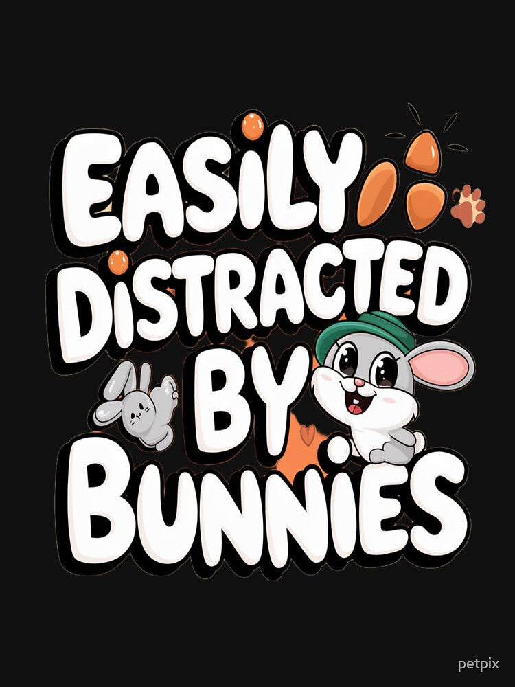 Easily Distracted by Bunnies – Cute Bunny Lover Design by Petpixy T-Shirts, Hoodie, Sweatshirt | BlankRebels.com (Image 3)
