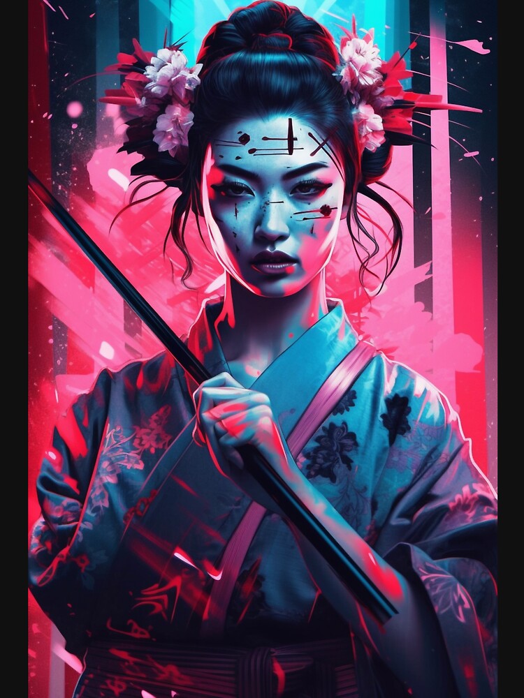 Cyberpunk Geisha by MidJourneymen T-Shirts, Hoodie, Sweatshirt | BlankRebels.com (Image 3)