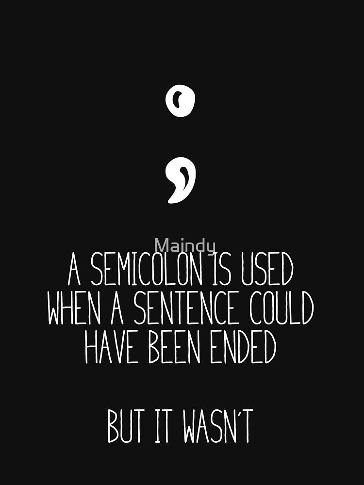A semicolon is Used T-shirt Suicide Prevention T-shirt Purple and Blue Ribbon T-shirt by Maindy Hoodie, Sweatshirt (Image 3)