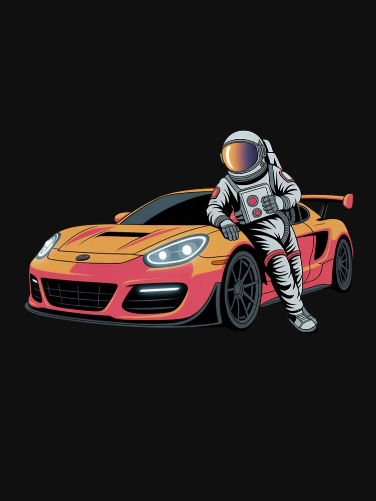 Sports Car Astronaut – Futuristic Neon Space Explorer Design by ColorSplash123 T-Shirts, Hoodie, Sweatshirt (Image 3)