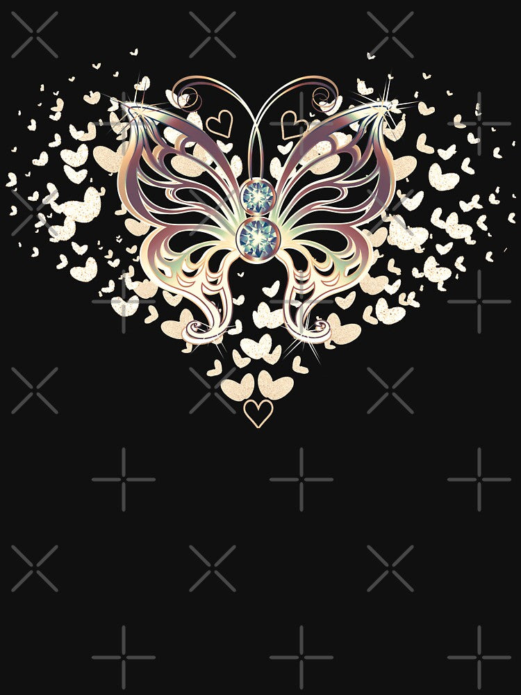 Gold Diamond Heart Butterfly Design by mbuz90 T-Shirts, Hoodie, Sweatshirt | BlankRebels.com (Image 3)