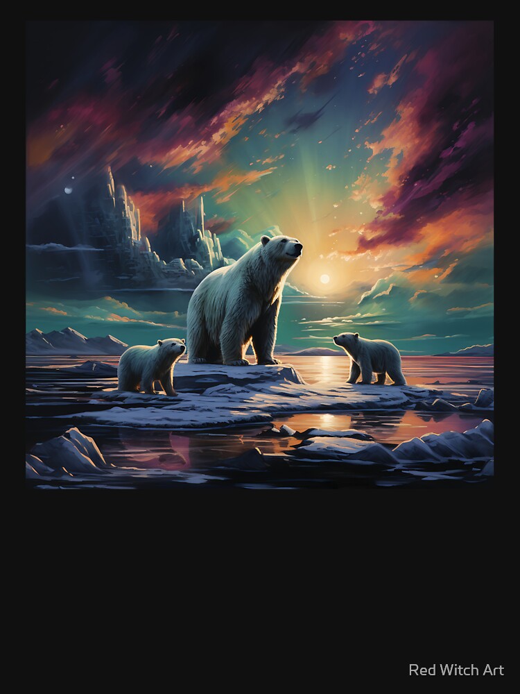 Polar bears and Aurora borealis by Red Witch Art T-Shirts, Hoodie, Sweatshirt | BlankRebels.com (Image 3)