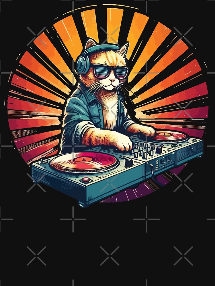 Music Cat Deejay House Retro Vintage by TomFrontierArt T-Shirts, Hoodie, Sweatshirt | BlankRebels.com (Image 3)