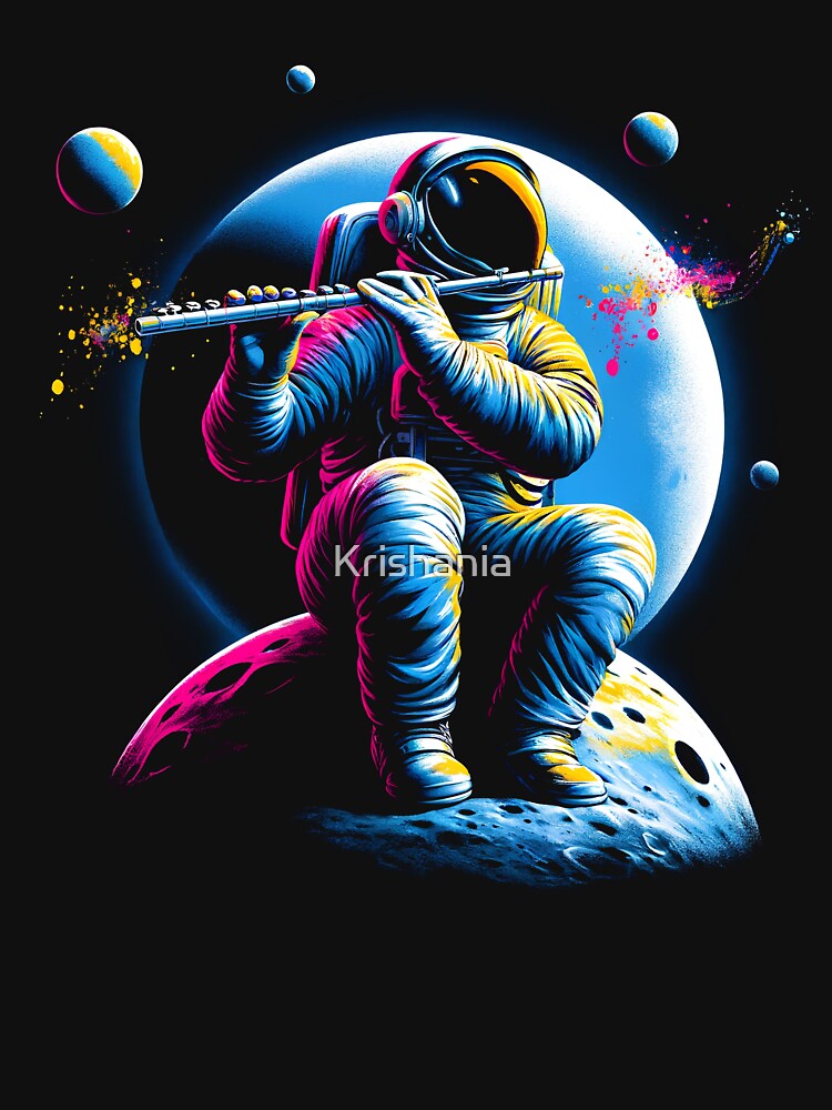Astronaut Playing Flute in Space Flute Player Flutist by Kimberley King Art  King Art T-Shirts, Hoodie, Sweatshirt (Image 3)