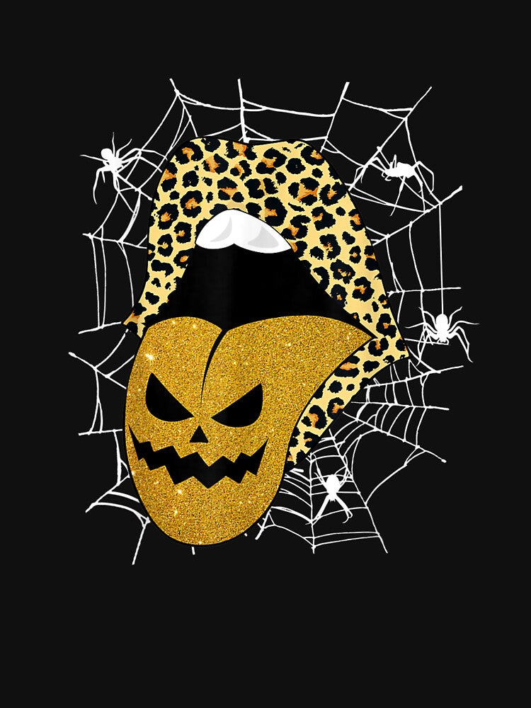Classic Leopard Lips Horror Pumpkin Tongue Funny Halloween by Jonahjimenez T-Shirts, Hoodie, Sweatshirt (Image 3)