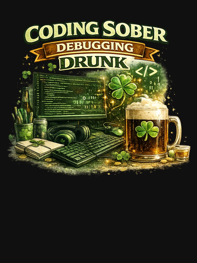 Coding Sober Debugging Drunk – Funny Irish Programmer by PunchDrop T-Shirts, Hoodie, Sweatshirt | BlankRebels.com (Image 3)