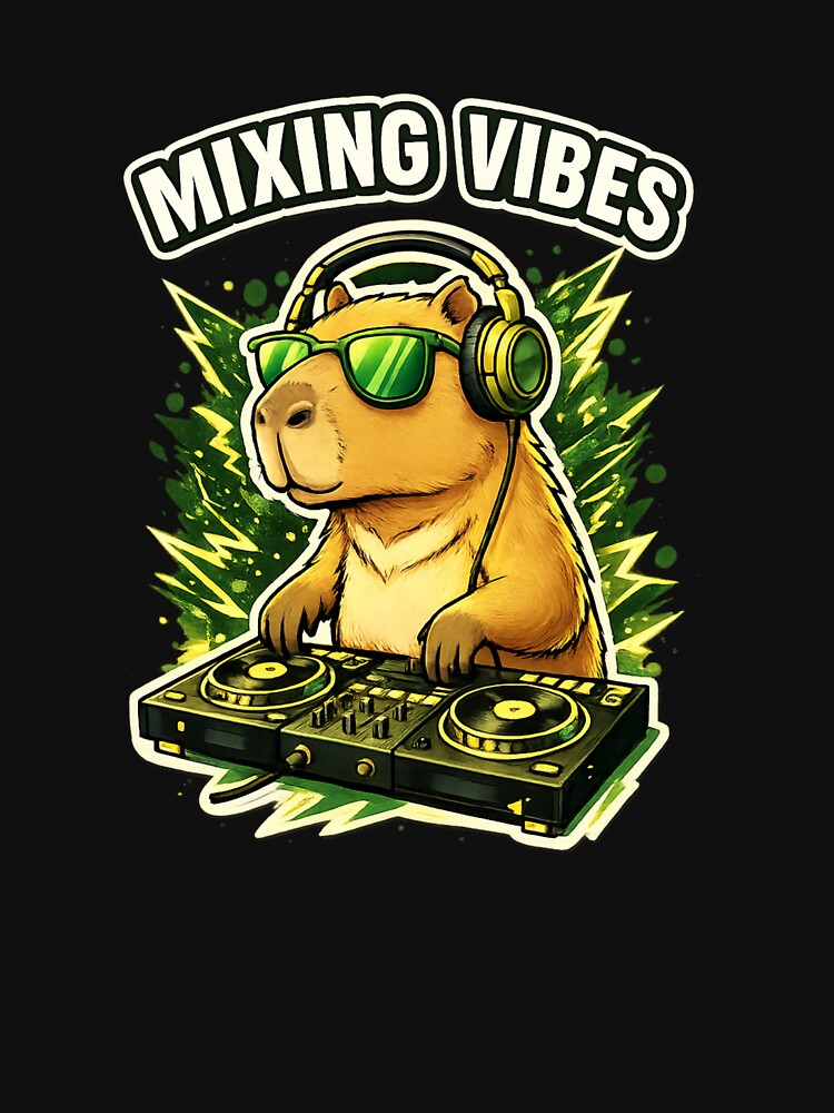 Mixing Vibes DJ Capybara – Cool Animal DJ Illustration by origin-arthouse T-Shirts, Hoodie, Sweatshirt (Image 3)