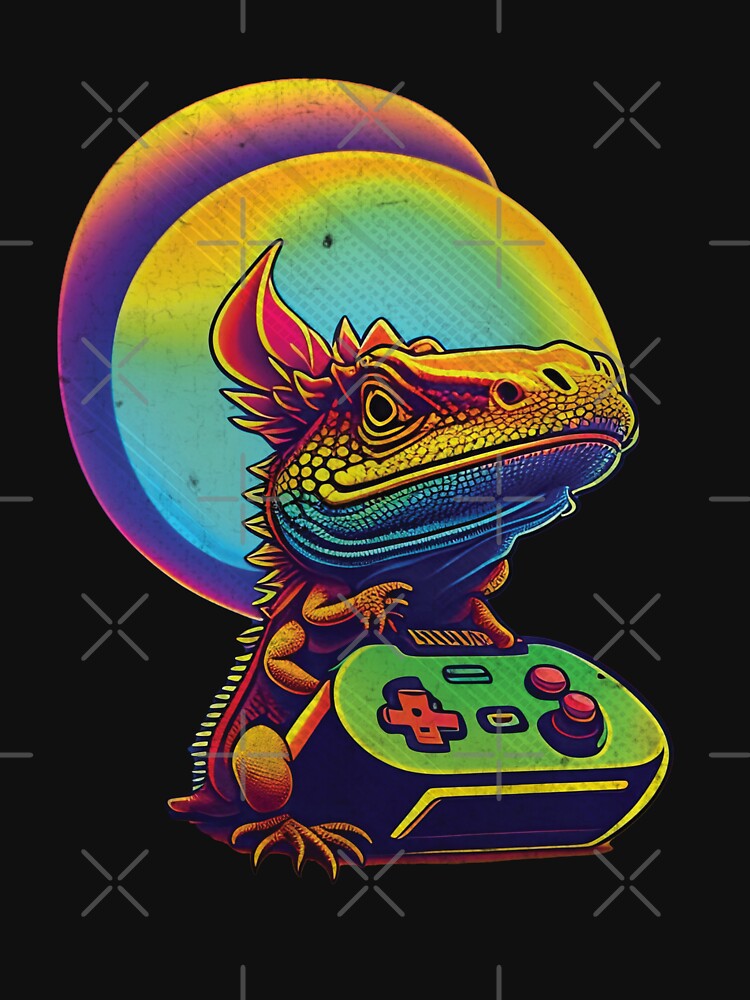 Funny Bearded Dragon Retro Video Gamer Reptiles Lover by Trendy Valley T-Shirts, Hoodie, Sweatshirt (Image 3)