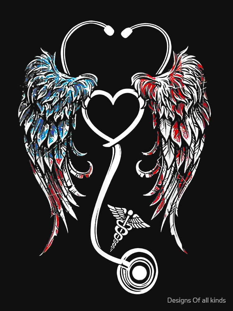 American flag wings nurse stethoscope- Nursing by Designs Of all kinds T-Shirts, Hoodie, Sweatshirt (Image 3)