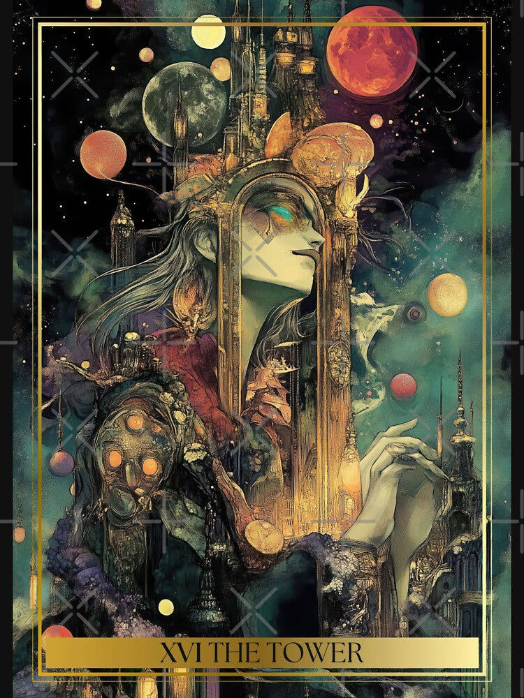 XVI The Tower Tarot Card Illustration by Thunderg1rl T-Shirts, Hoodie, Sweatshirt | BlankRebels.com (Image 3)