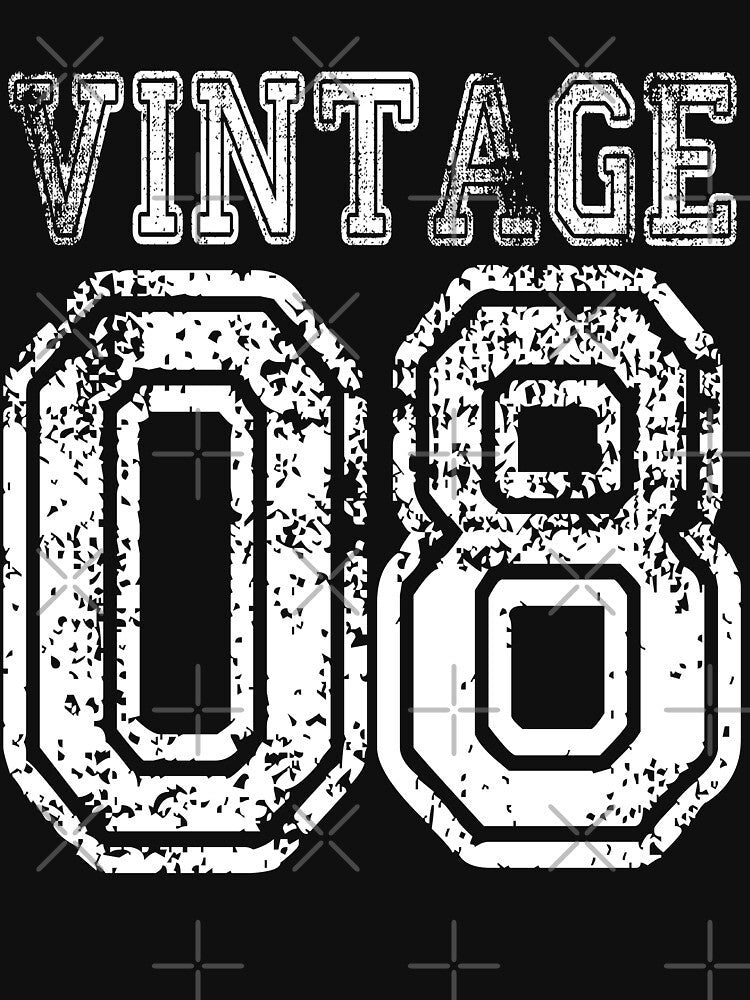 Vintage 08 2008 T-shirt Birthday Gift Age Year Old Boy Girl Cute Funny Man Woman Jersey Style by arcadetoystore... (Image 3)
