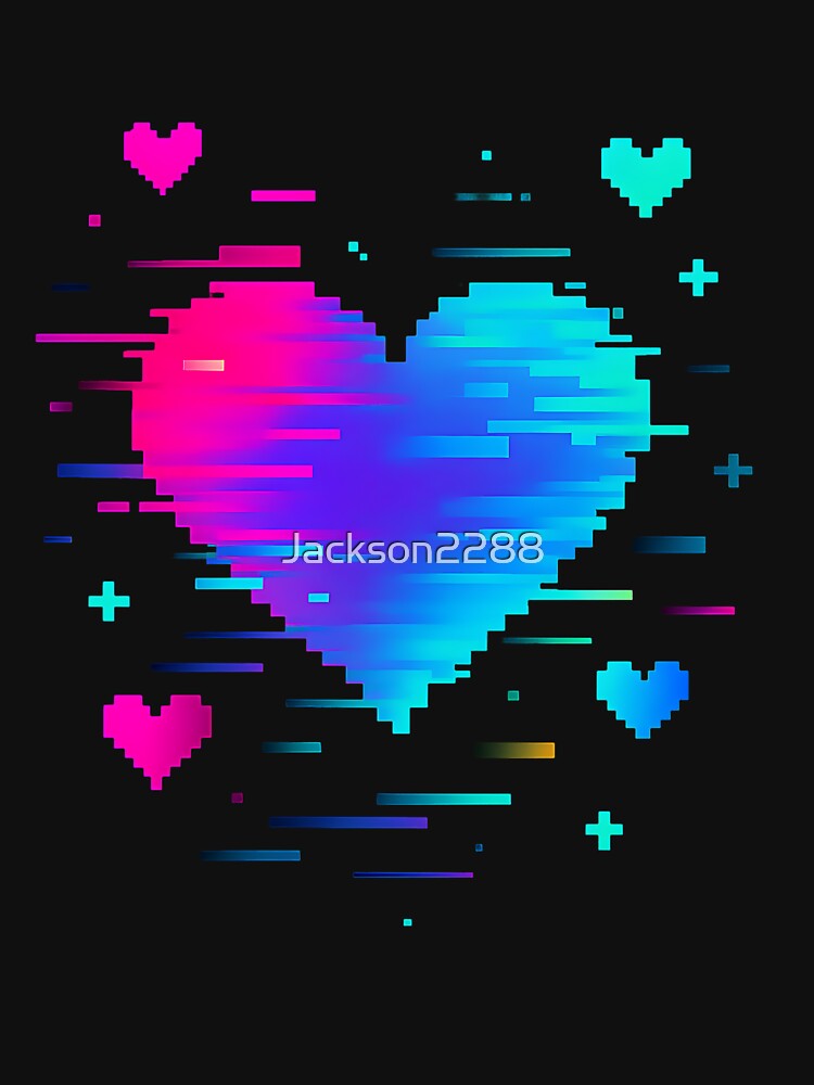 Glitchy Y2K Heart 90's T-Shirt Hoodie Retro by Jackson2288 Sweatshirt | BlankRebels.com (Image 3)