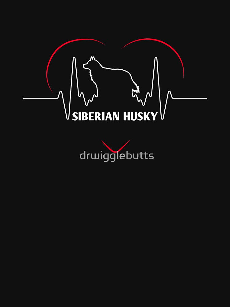 Siberian Husky Lover Design Siberian Husky Silhouette Heartbeat by drwigglebutts T-Shirts, Hoodie, Sweatshirt (Image 3)