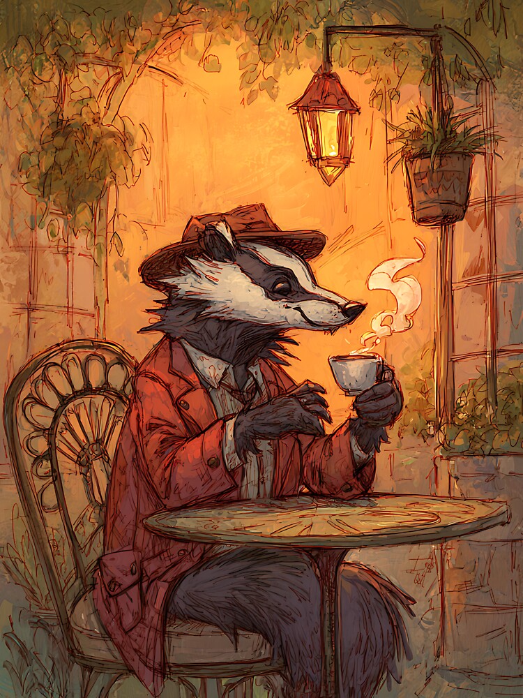 Light Academia Aesthetic: Badger's Morning Coffee by bapupa T-Shirts, Hoodie, Sweatshirt | BlankRebels.com (Image 3)