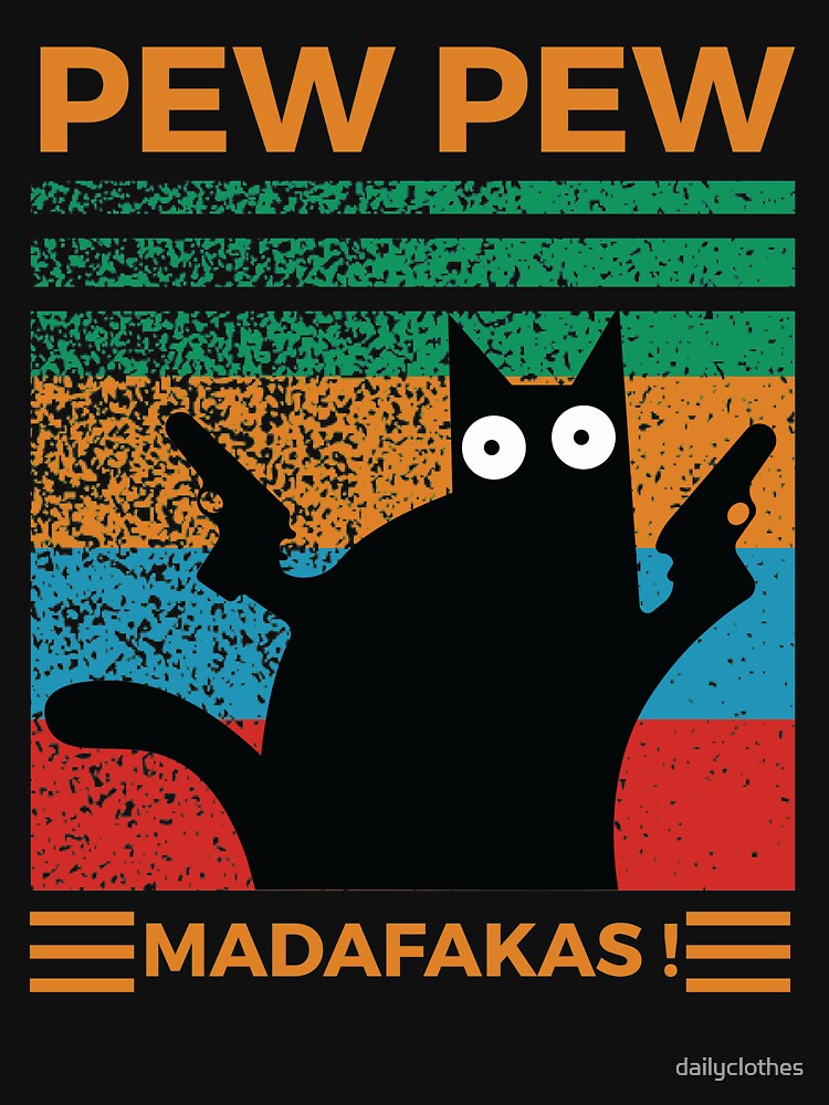 Pew Pew Shirt, Cat Shirt, Pew Pew Madafakas Shirt, Sunset Shirt, Vintage Shirt, Cat Lover Gift, Funny Cat... (Image 3)
