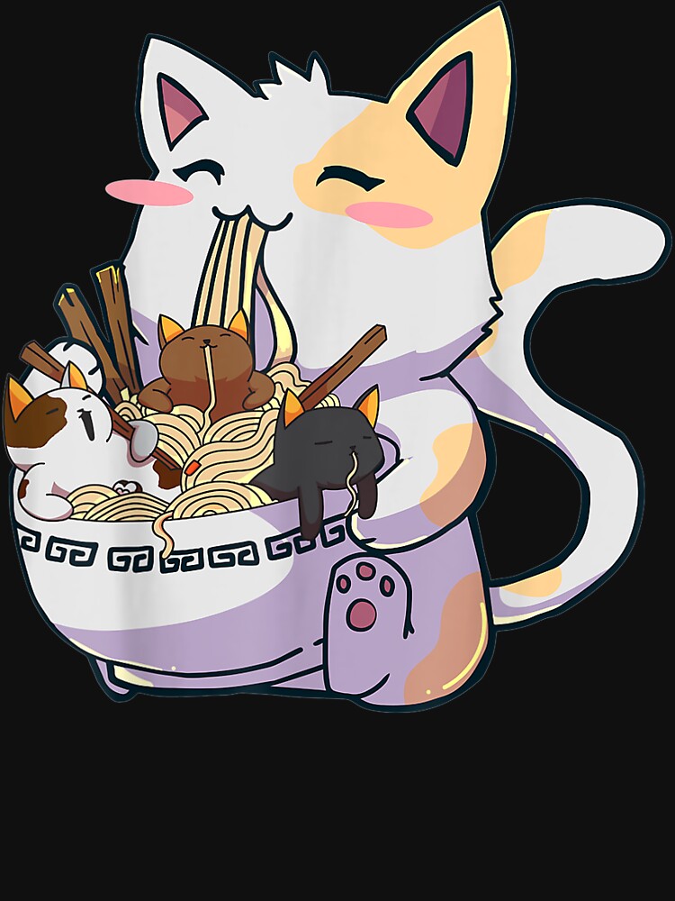 Cat Ramen Bowl Anime Japanese Noodles by MartinStudio T-Shirts, Hoodie, Sweatshirt | BlankRebels.com (Image 3)