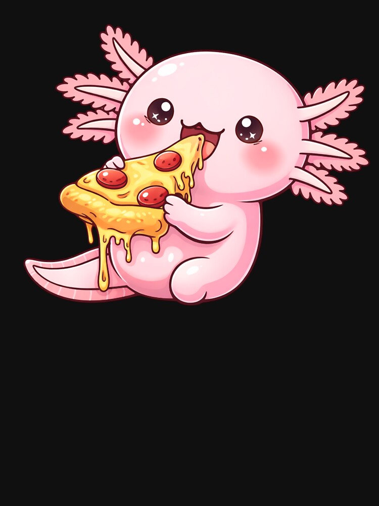 Cheesy Pizza Axolotl – Cute Kawaii Axolotl Eating Pizza Chibi Anime Art by ColorSplash123 T-Shirts, Hoodie,... (Image 3)