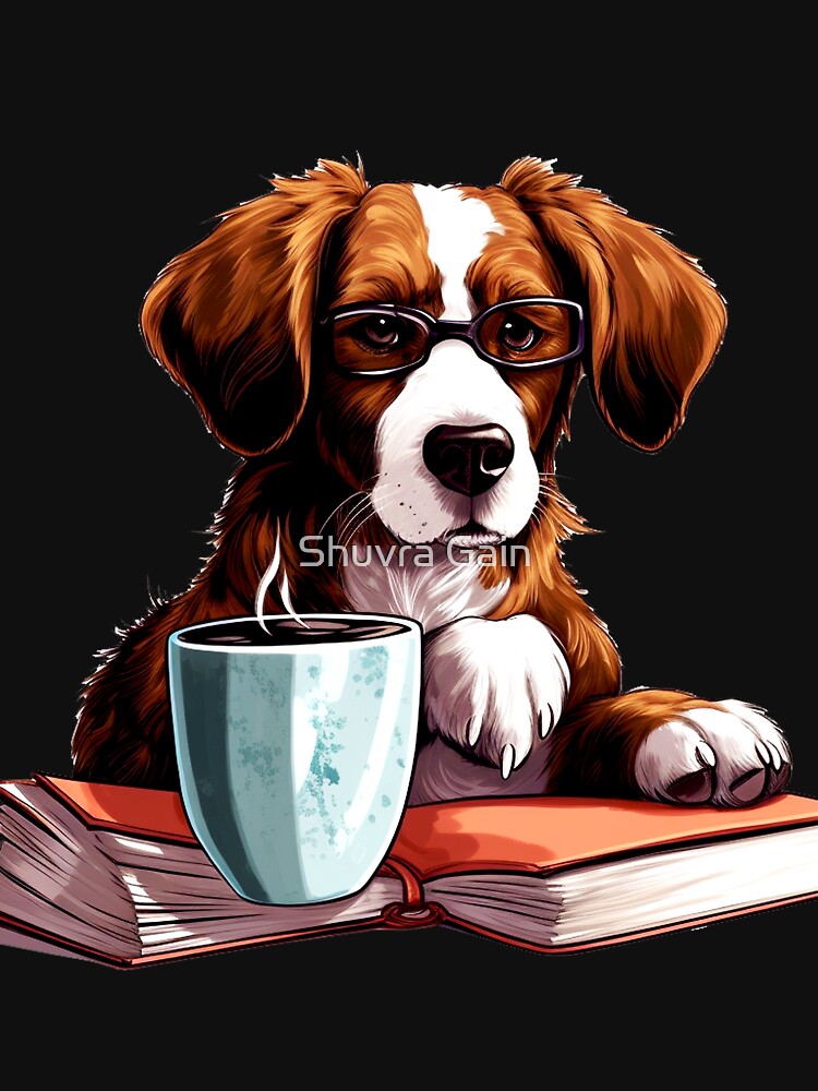 Books and coffee and dogs and social justice Digital Art Illustration by Shuvra Gain T-Shirts, Hoodie, Sweatshirt (Image 3)