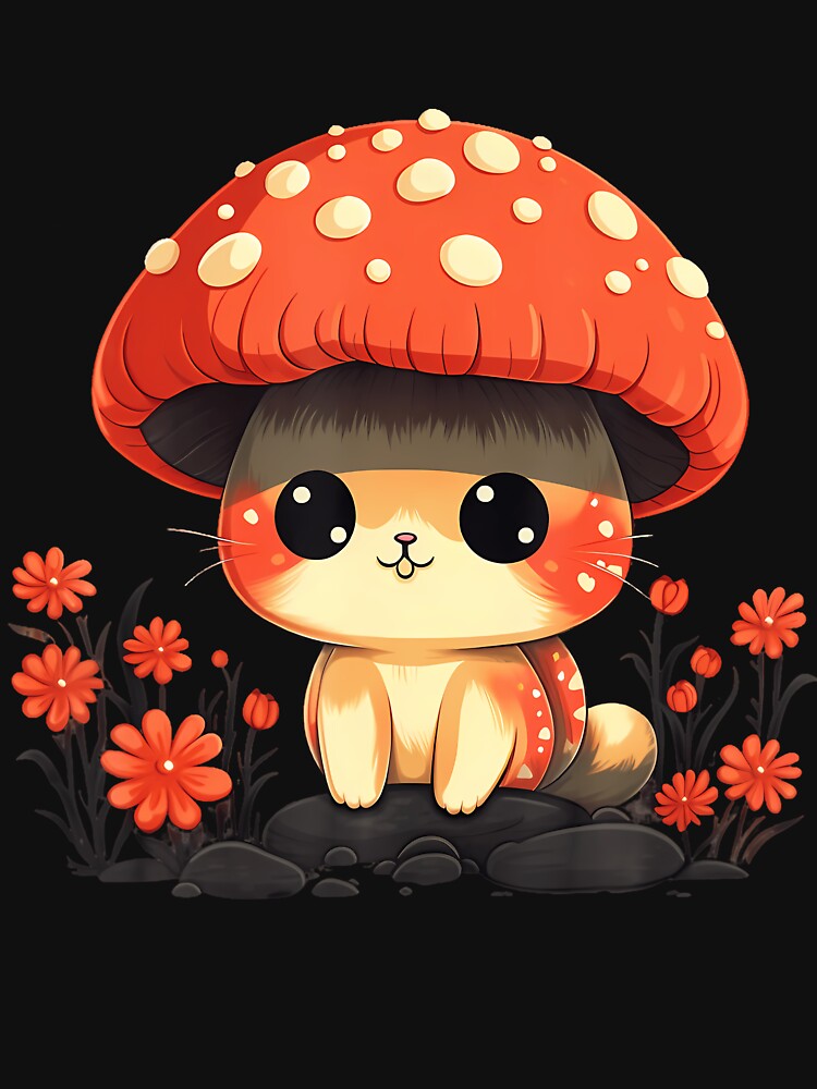 Cute Cottagecore Aesthetic Cat Mushroom by GraceShelley T-Shirts, Hoodie, Sweatshirt | BlankRebels.com (Image 3)