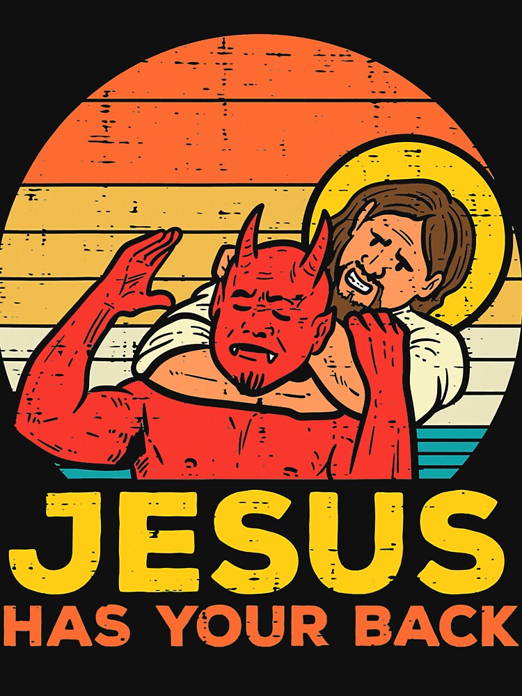 Jesus Has Your Back Jiu Jitsu Retro Christian by PruitMaebel T-Shirts, Hoodie, Sweatshirt | BlankRebels.com (Image 3)