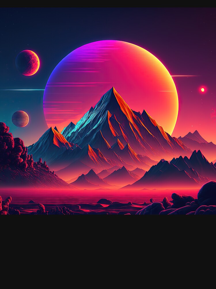 Vibrant Vista: Retrowave Tribute Beauty Mountain Sunset T-Shirts, Hoodie, Sweatshirt