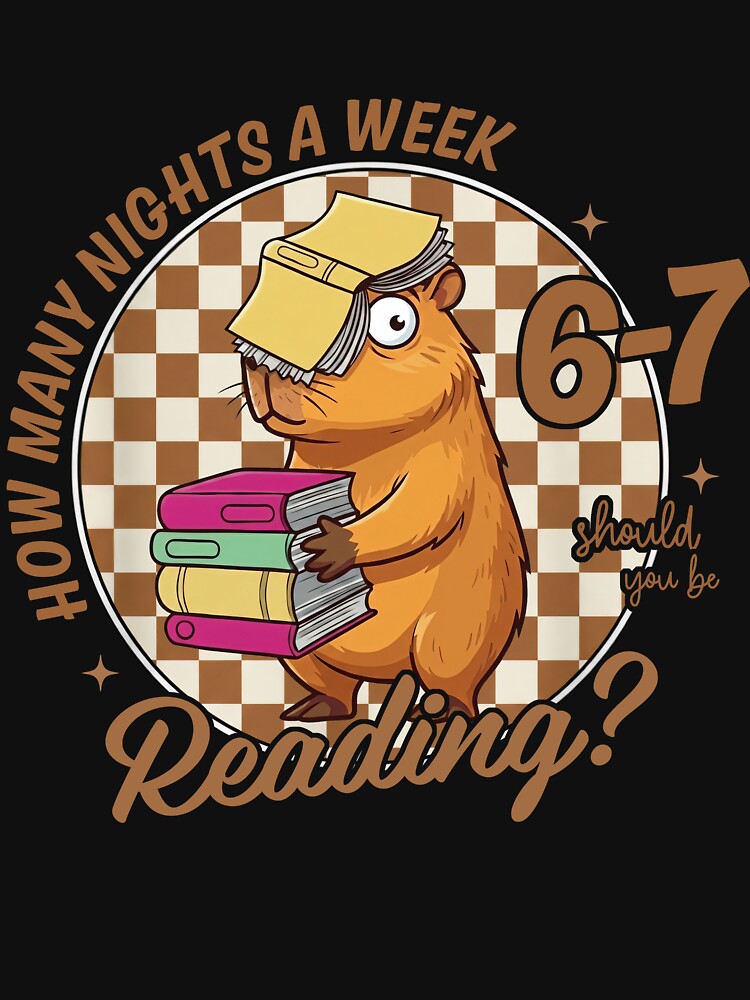 Funny Capybara Book Reading 6 7 Six Seven T-Shirts, Hoodie, Sweatshirt