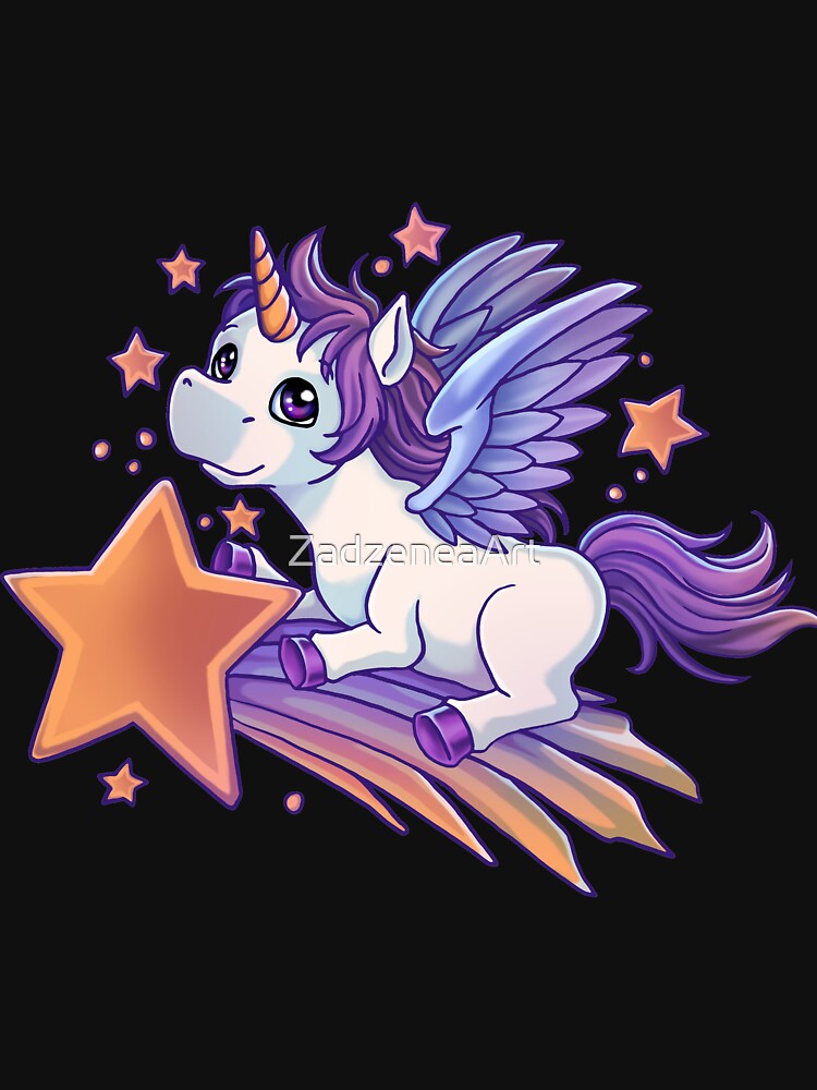 Cute unicorn falling star Galaxy Pegasus by ZadzeneaArt T-Shirts, Hoodie, Sweatshirt | BlankRebels.com (Image 3)
