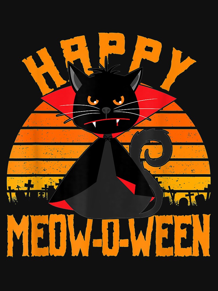 Halloween Vampire Black Cat Meow O Ween by tichtodhe T-Shirts, Hoodie, Sweatshirt | BlankRebels.com (Image 3)